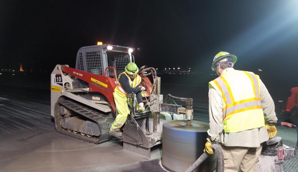 Crews drilled 350 holes by floodlight