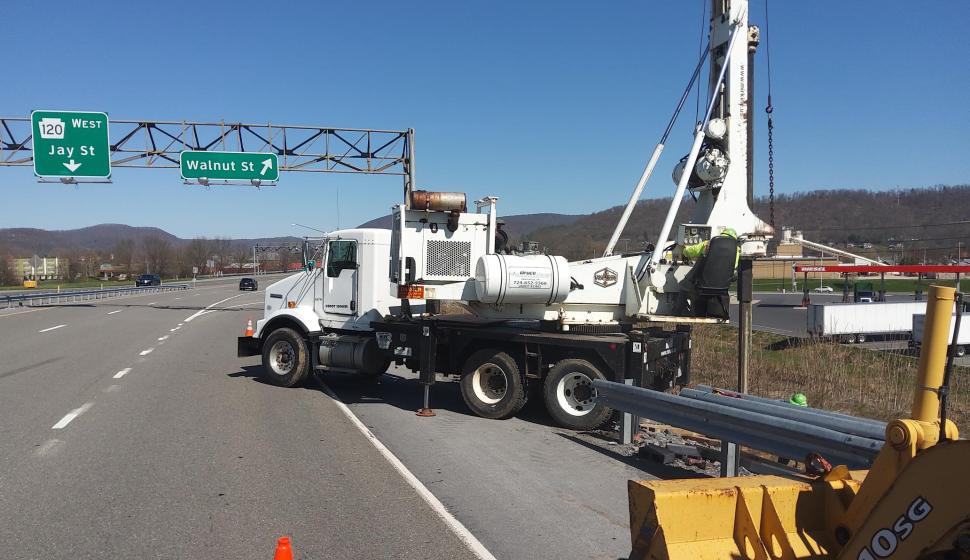 Heavy highway lighting foundation drilling